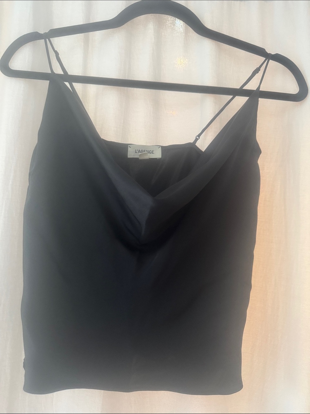 L'AGENCE Black Satin Cowl Camisole